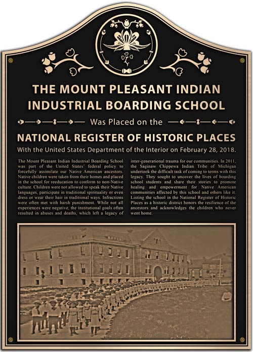 Boarding school dedication plaque.