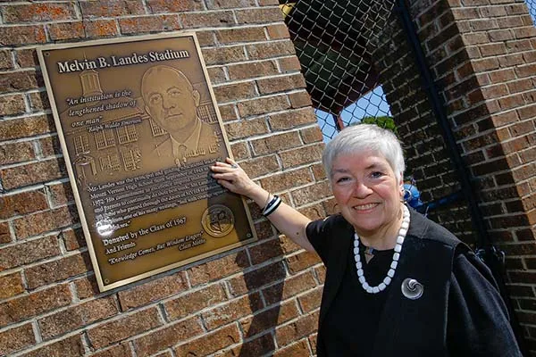 A bronze recognition and dedication plaque with raised lettering.