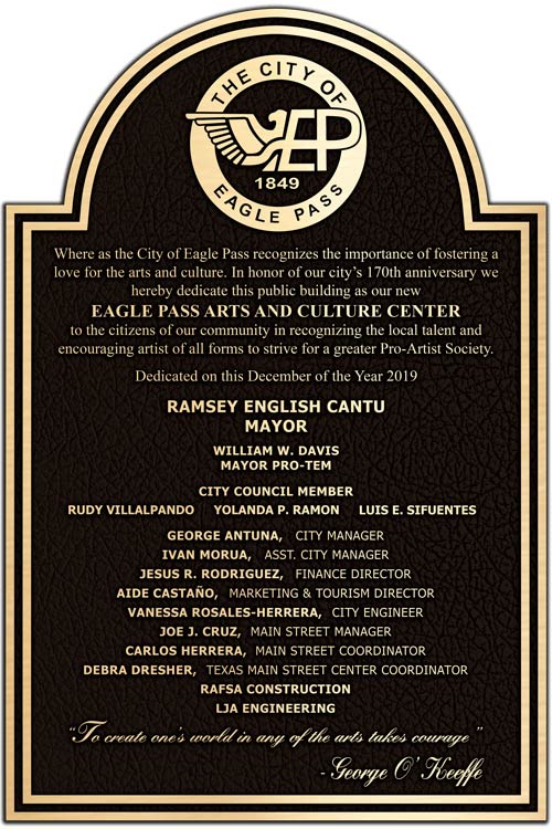 Arts and Culture Center Dedication Plaques