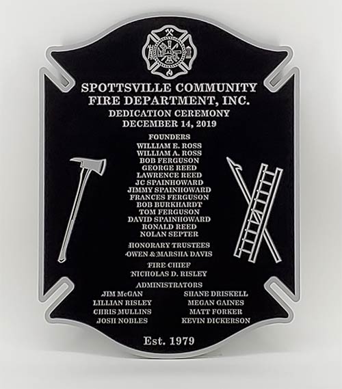 Firefighters Building Dedication Plaque