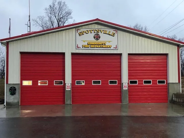 A community fire station with three apparatus bays