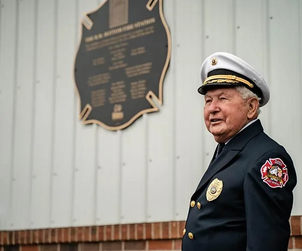 A fire station dedicated in honor of the fire chief.