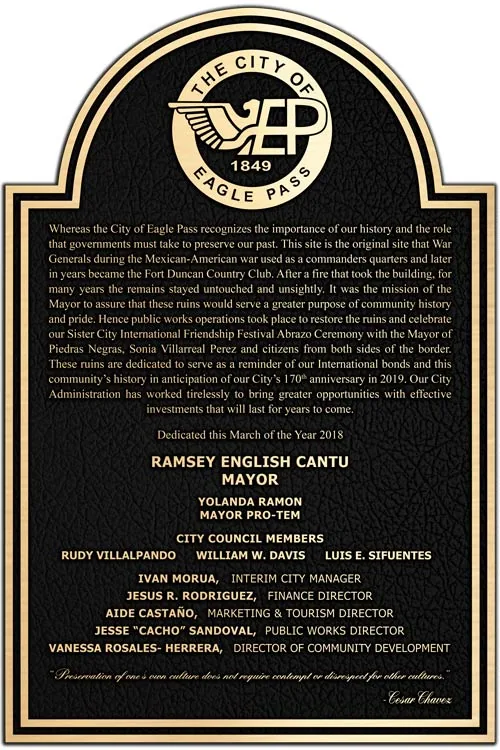 Historic site commemorative dedication plaque.