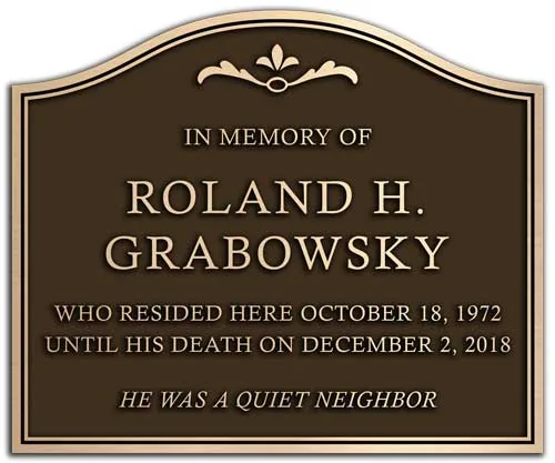 A bronze memorial dedication plaque used to honor donors.