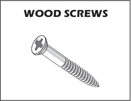 Wood screws for securing a bronze plaque to concrete.