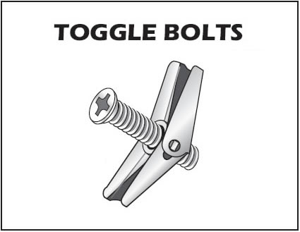 Toggle Bolts for securing a bronze plaque to concrete.