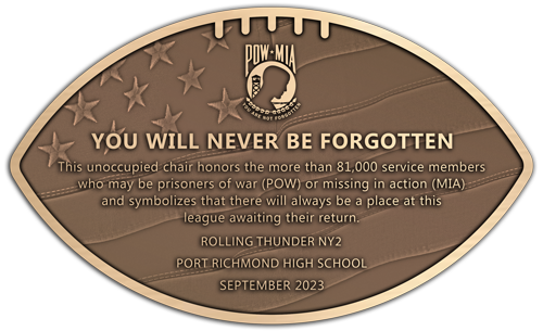 POW MIA unoccupied chair plaque.