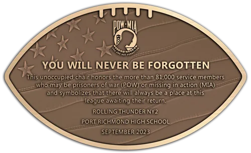 POW MIA unoccupied chair plaque.