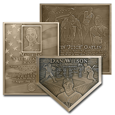 Example custom bronze plaque with engraved photo.