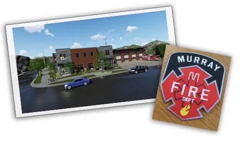 A city fire department building shown with the department&rsquo;s Maltese cross emblem