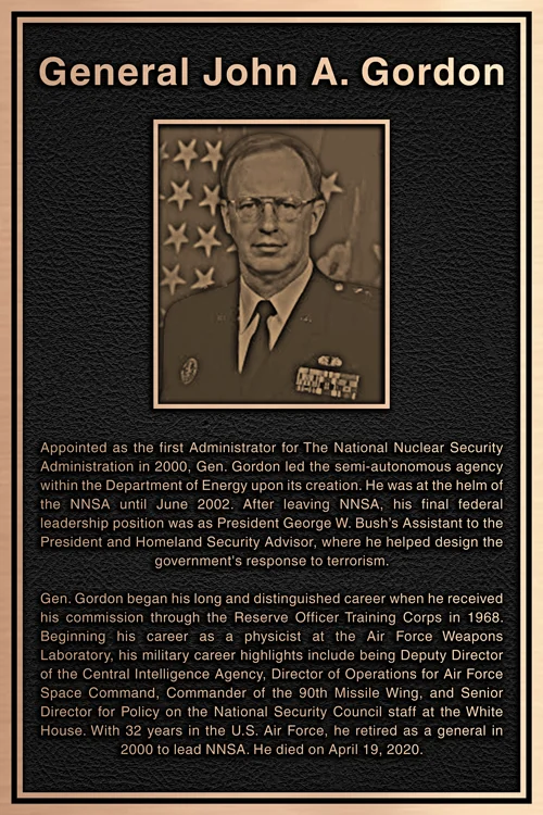Bronze tribute plaque with portrait relief and full service biography for General John A. Gordon