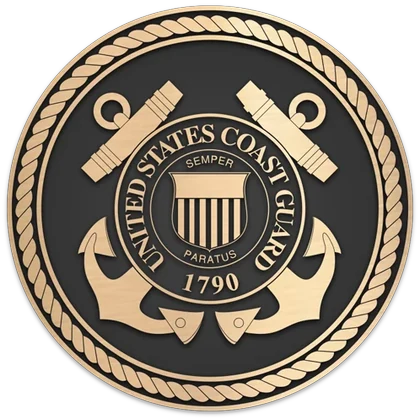 Cast bronze U.S. Coast Guard seal with crossed anchors and Semper Paratus shield