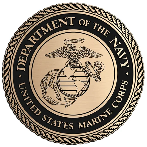 Bronze United States Marine Corps seal with eagle, globe and anchor