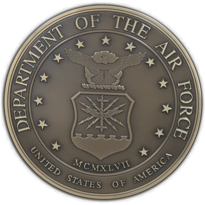 Engraved bronze U.S. Air Force seal in soft sculptural relief for an interior setting