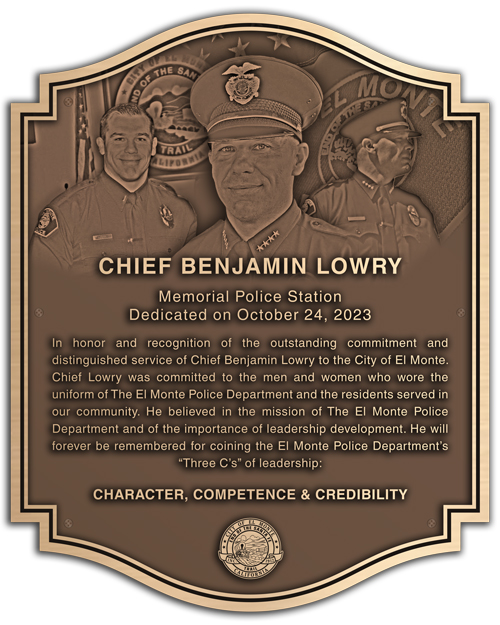 A custom city police department bronze plaque.