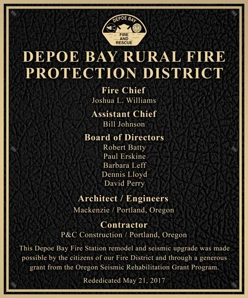 Rural fire station dedication plaques